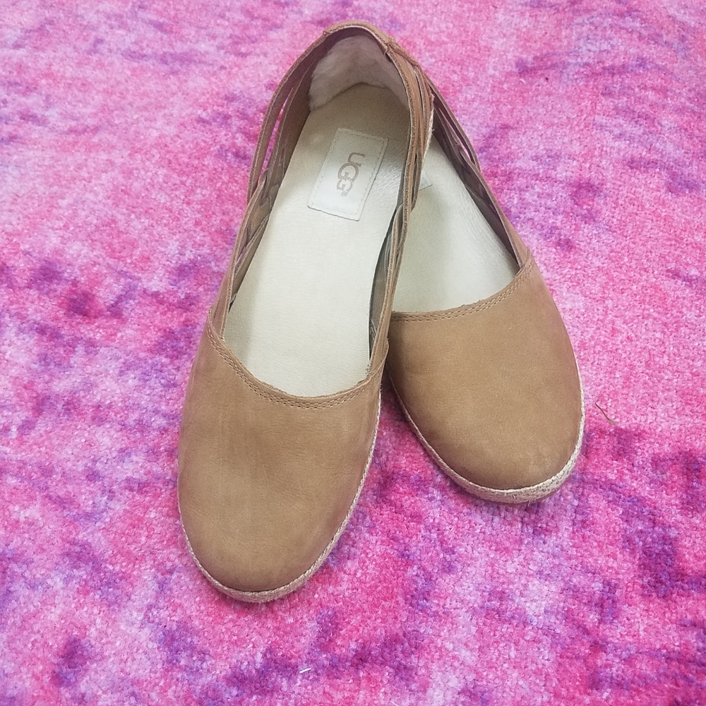 UGG Tippie Brown Nubuck Suede Leather Ballet Flats - Picture 3 of 9